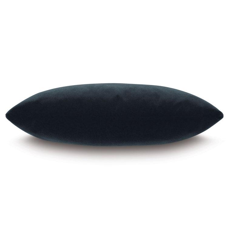Charcoal Faux Mohair Embroidered Rectangular Pillow 15" x 26"