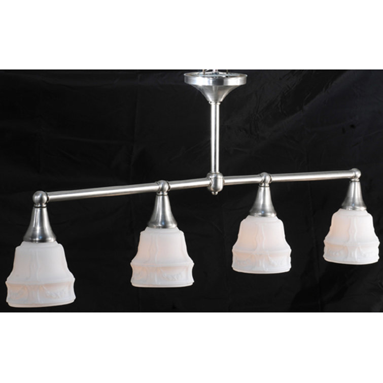 Brushed Nickel 4-Light Globe Glass Semi-Flush Mount