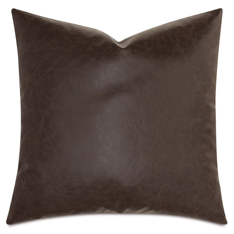 Nevin 20" x 20" Bark Faux Leather Square Throw Pillow