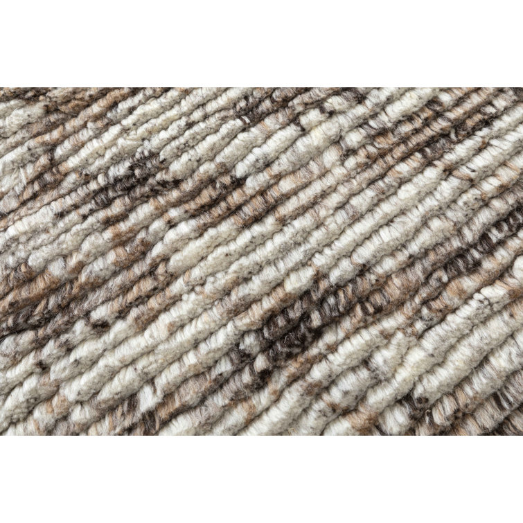 Catskills Essence Hand-Knotted Wool Shag Rug in Natural Shades, 5'x8'