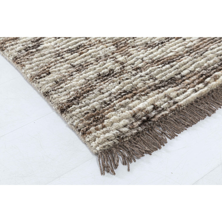 Catskills Essence Hand-Knotted Wool Shag Rug in Natural Shades, 5'x8'