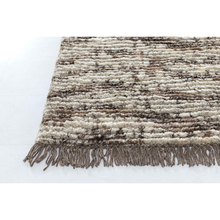 Catskills Essence Hand-Knotted Wool Shag Rug in Natural Shades, 5'x8'
