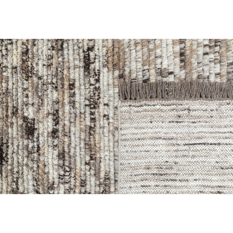 Catskills Essence Hand-Knotted Wool Shag Rug in Natural Shades, 5'x8'