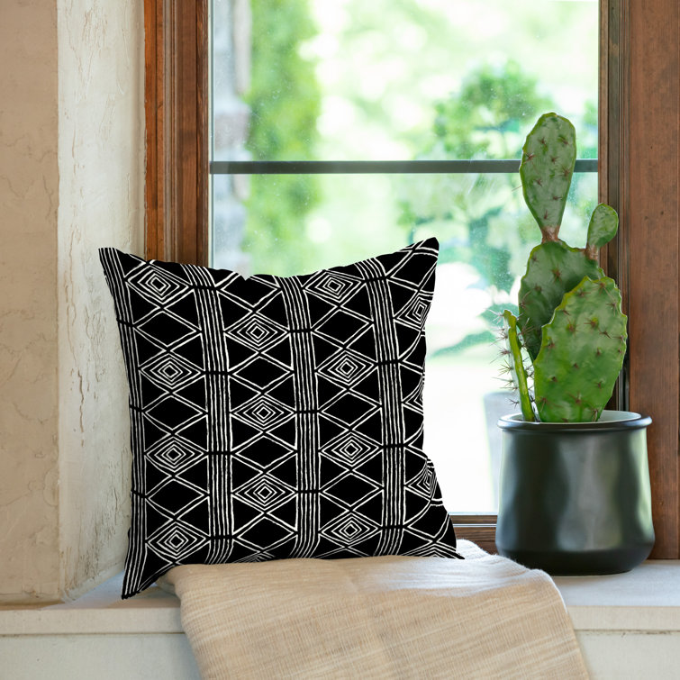 Black and White Geometric Outdoor Square Pillow Set