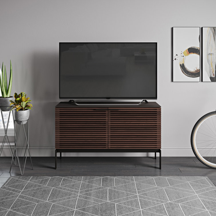 Chocolate Stained Walnut Media Console with Cabinet