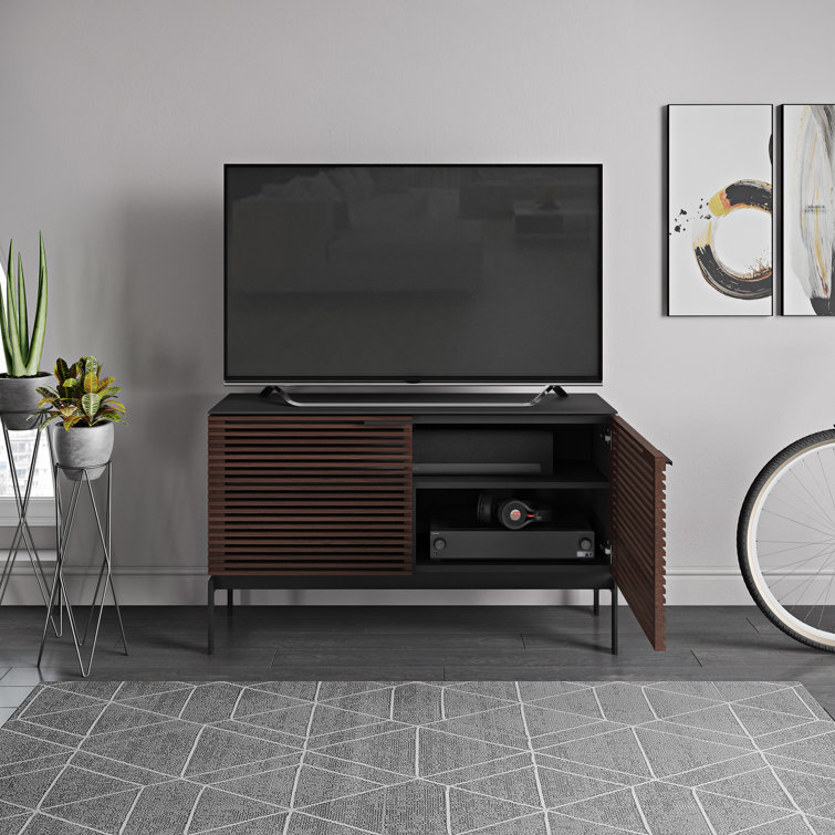 Chocolate Stained Walnut Media Console with Cabinet