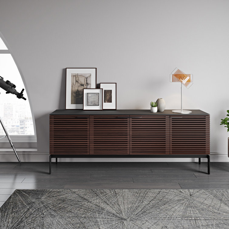 Chocolate Stained Walnut Media Console with Cabinet