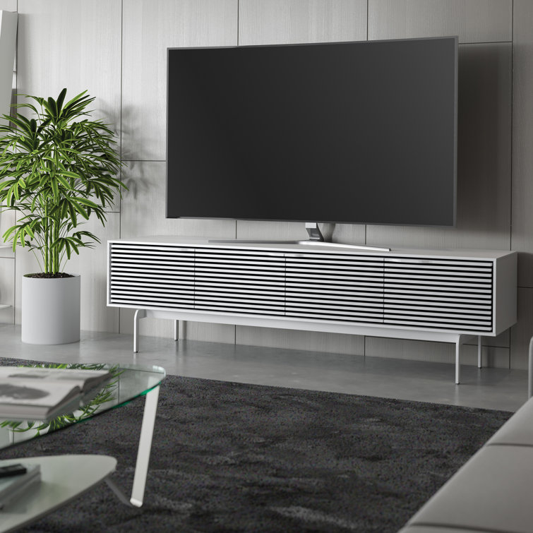 Satin White 81'' Media Console with Louvers