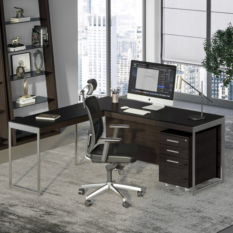 Charcoal Stained Ash 3-Drawer Mobile File Cabinet