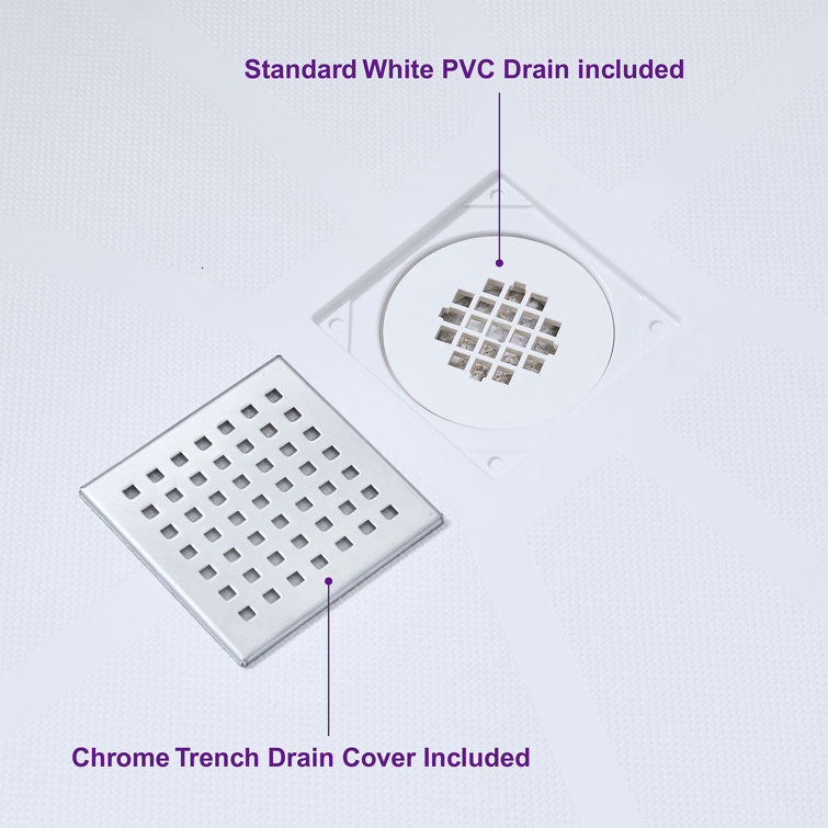 48" White Solid Surface Rectangular Shower Pan with Center Drain