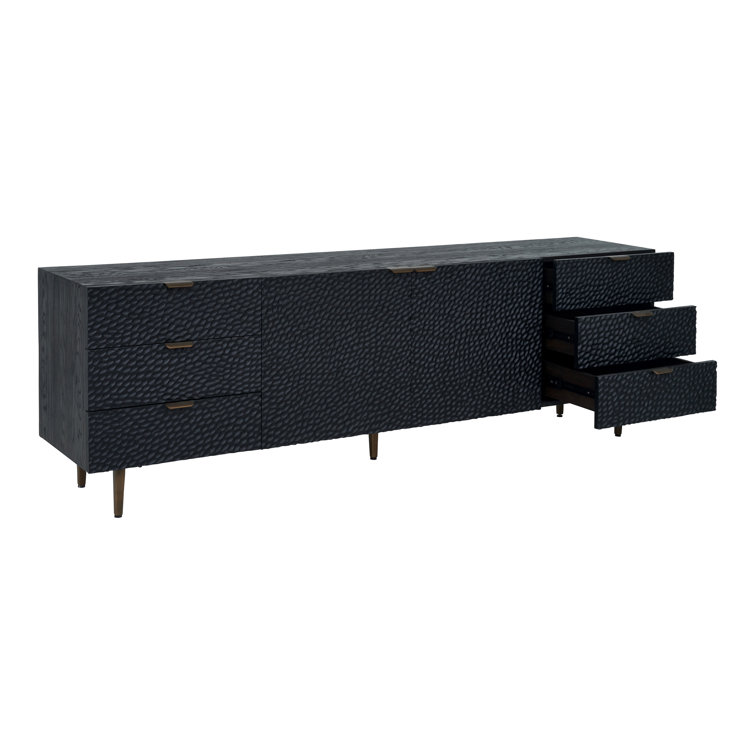 Breu Black Oak and Gold Iron 6-Drawer Sideboard