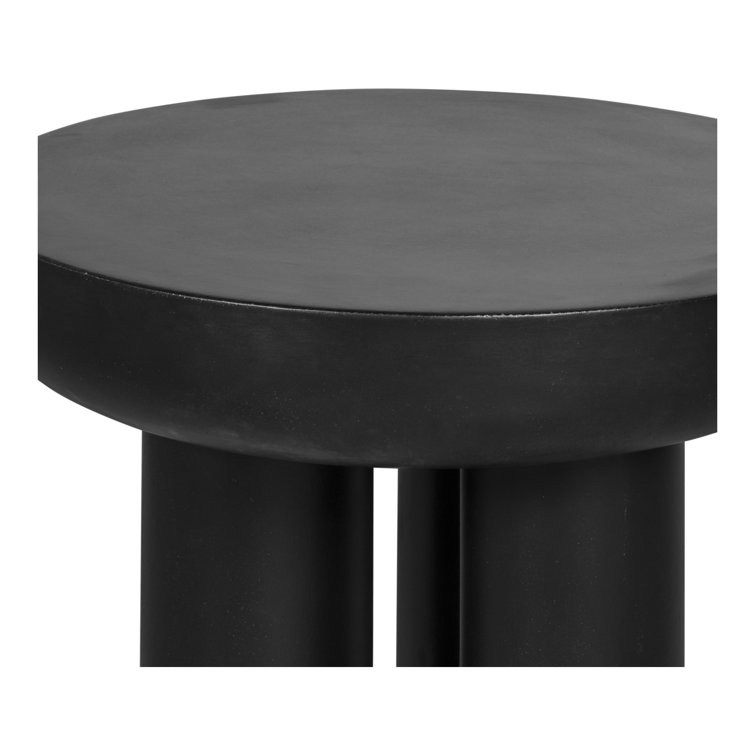 Rocca Contemporary Black Round Metal & Wood Side Table