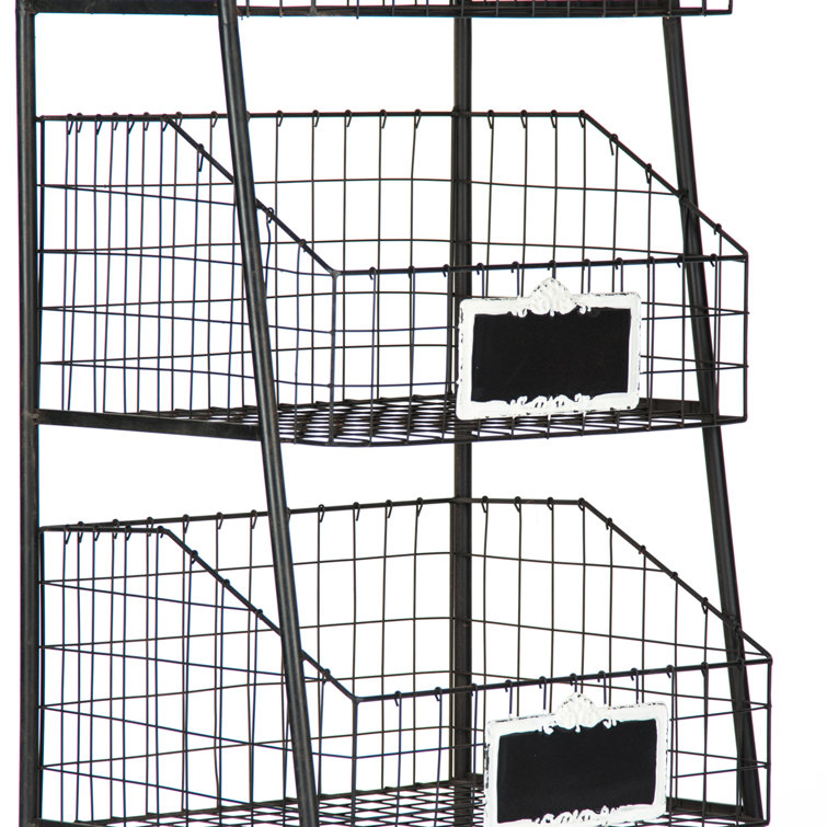 Rafael Antique Black Rectangular Basket Rack