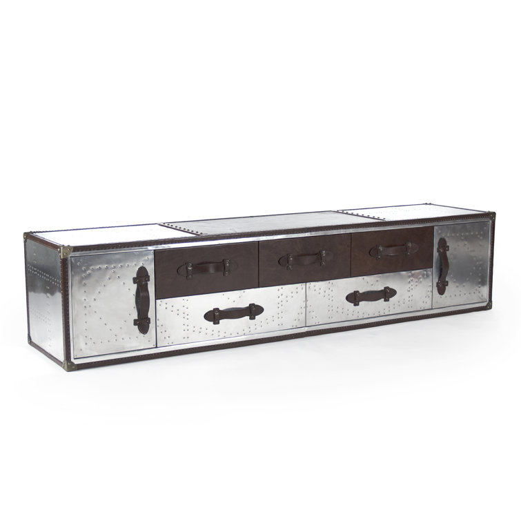 Industrial Brown and Silver Metal 5-Drawer Dresser