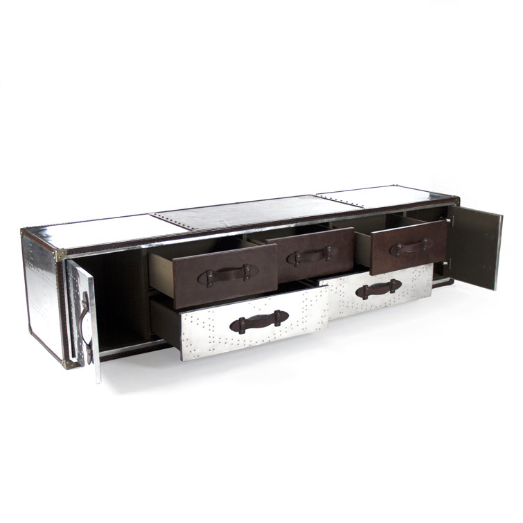 Industrial Brown and Silver Metal 5-Drawer Dresser