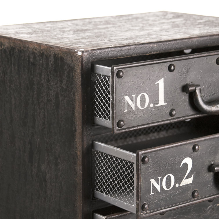 Industrial Black Iron 8-Drawer Freestanding Cabinet