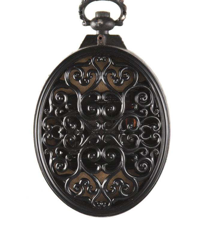 Antique Black Iron Pocket Watch Style Wall Clock