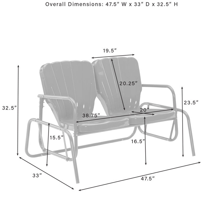 Turquoise Gloss Metal Two-Seater Outdoor Glider Bench