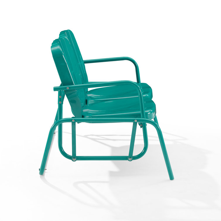 Turquoise Gloss Metal Two-Seater Outdoor Glider Bench
