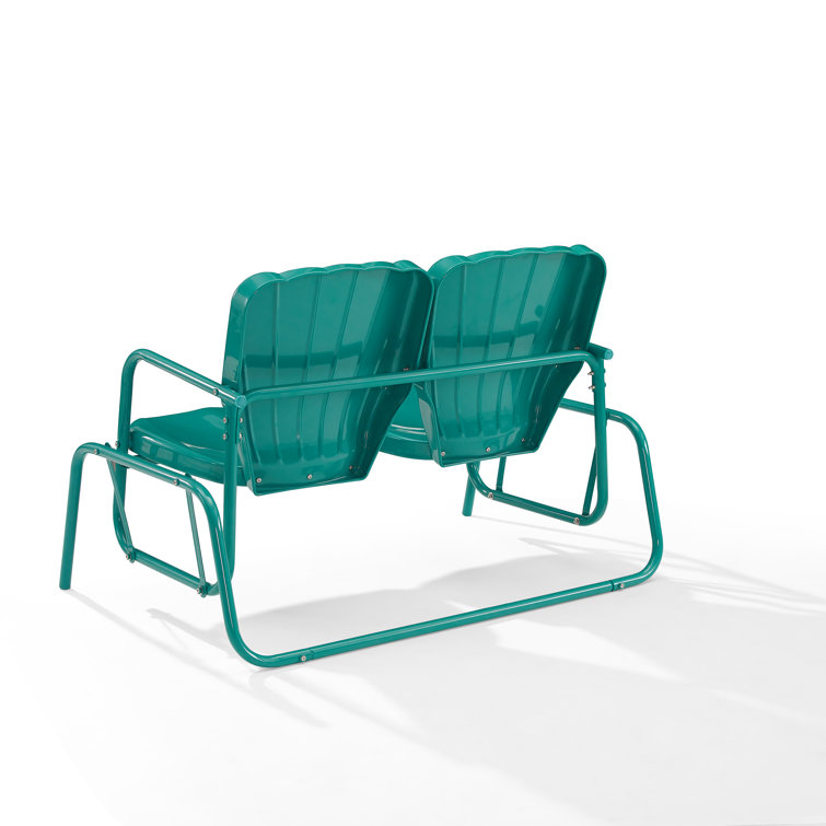 Turquoise Gloss Metal Two-Seater Outdoor Glider Bench