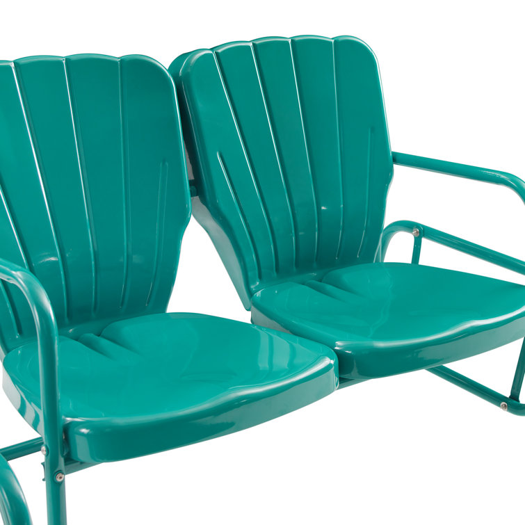 Turquoise Gloss Metal Two-Seater Outdoor Glider Bench