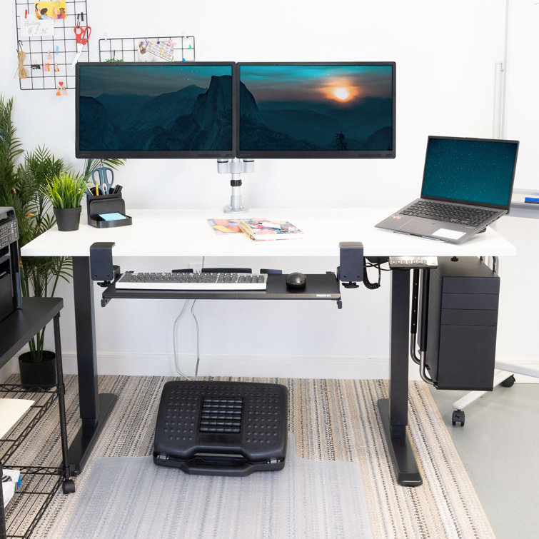 ElevatePro 59" White/Black Electric Sit-Stand Desk with Programmable Height