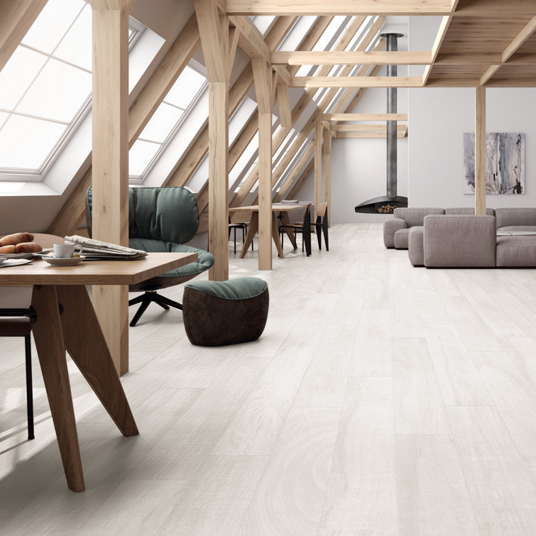 Montgomery White 8" x 48" Matte Porcelain Wood Look Tile