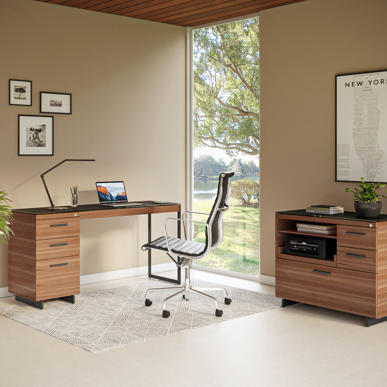 Charcoal Stained Ash and Black 3-Drawer Lockable File Cabinet