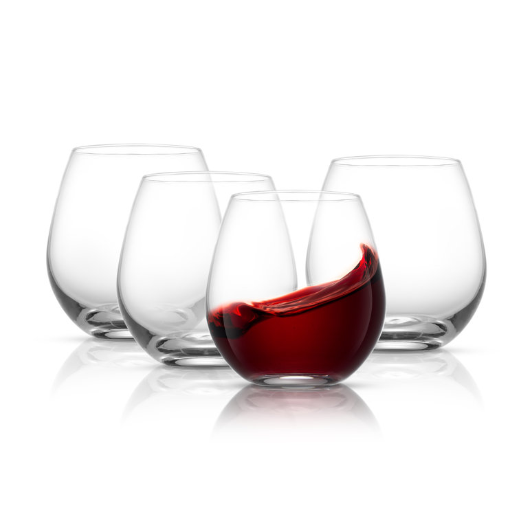 JoyJolt 15oz Clear Stemless Wine Glasses Set of 4
