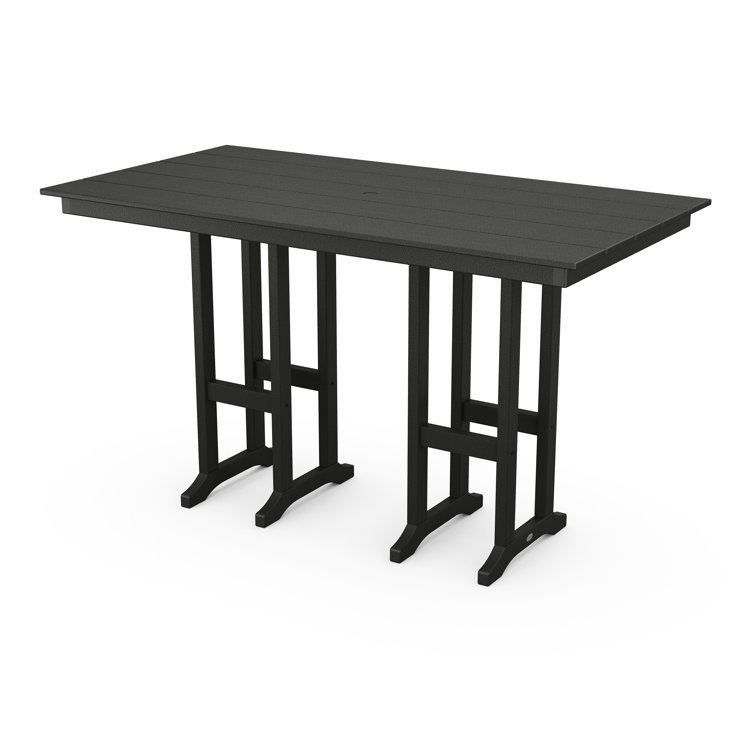 Black 74" Outdoor Farmhouse Dining Table with Plank Top