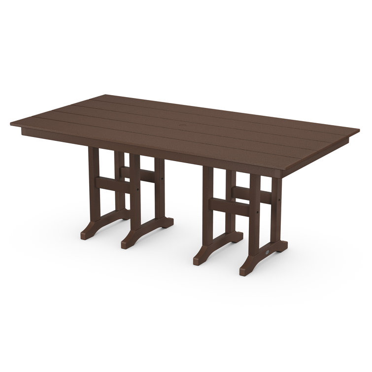 Mahogany 37" x 72" Farmhouse Outdoor Dining Table with Plank Top