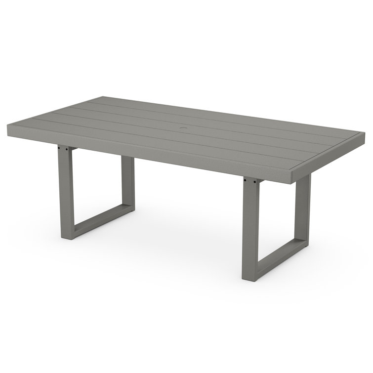 Slate Gray Polywood Outdoor Dining Table with Modern Legs