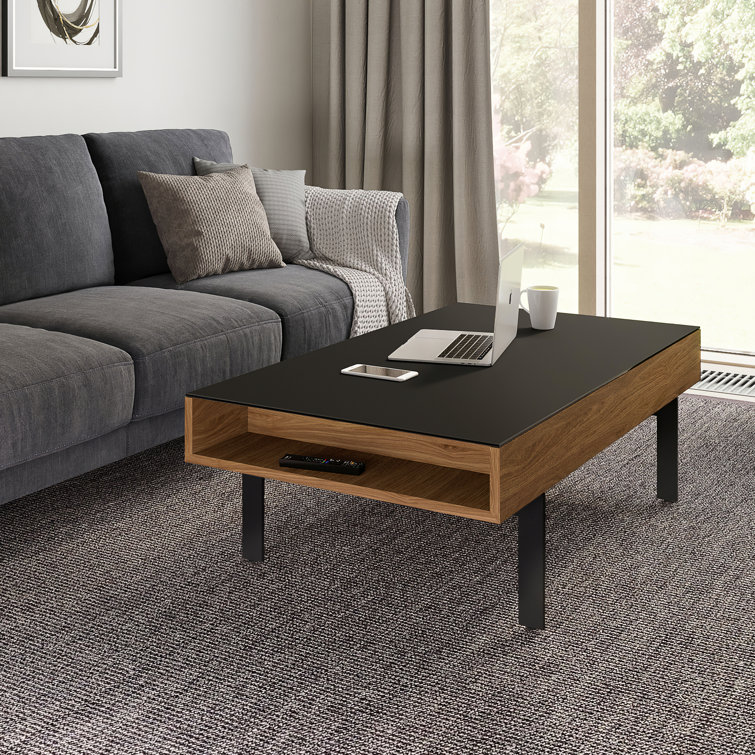 Natural Walnut Lift-Top Coffee Table with Storage