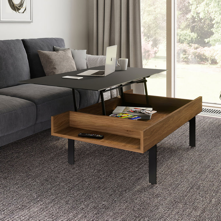 Natural Walnut Lift-Top Coffee Table with Storage