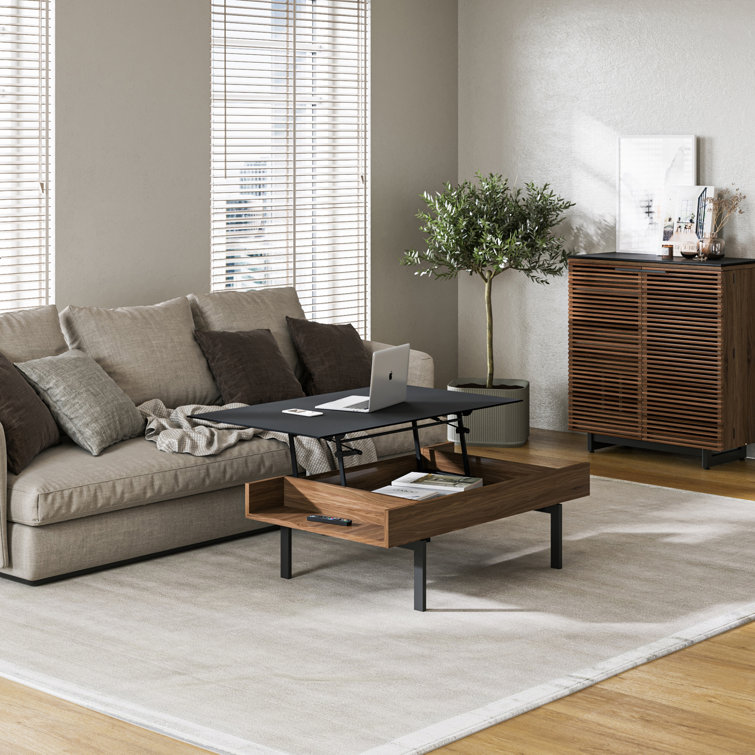 Natural Walnut Lift-Top Coffee Table with Storage