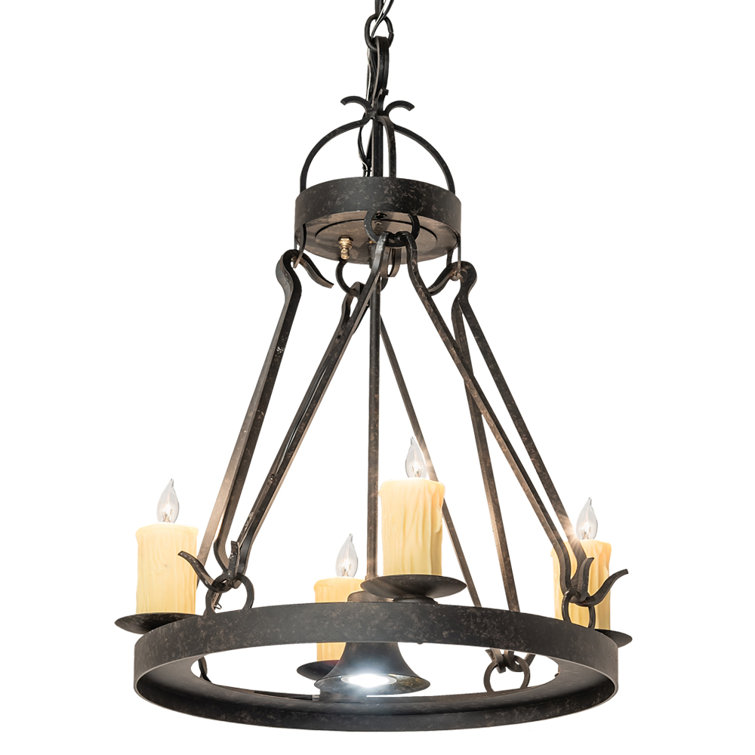 Bronze 4-Light Chandelier with Faux Candlelights