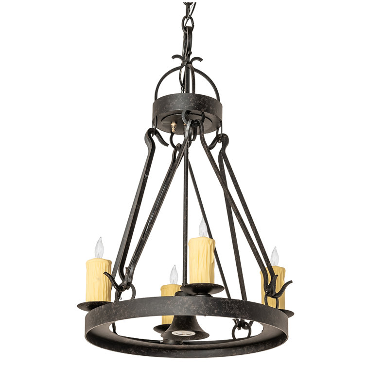 Bronze 4-Light Chandelier with Faux Candlelights