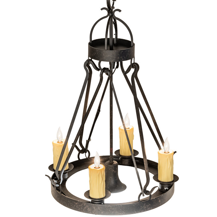 Bronze 4-Light Chandelier with Faux Candlelights