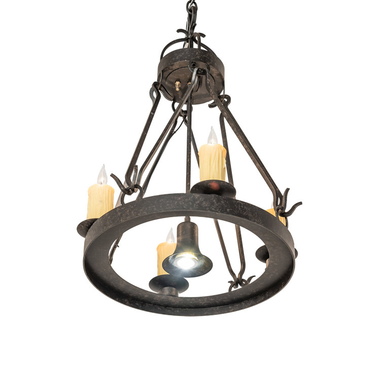 Bronze 4-Light Chandelier with Faux Candlelights