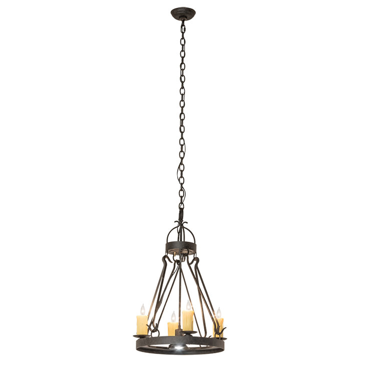 Bronze 4-Light Chandelier with Faux Candlelights