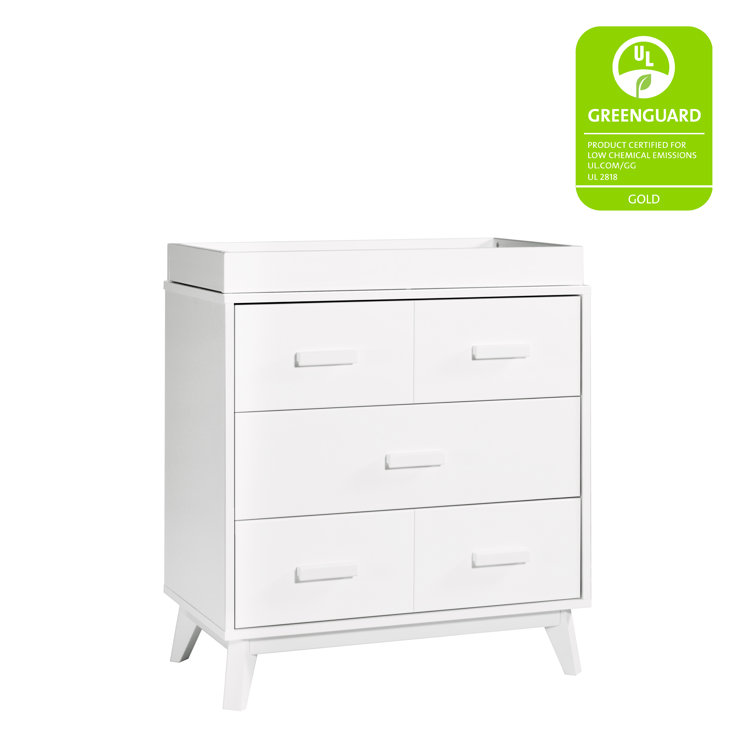 Mid-Century Modern Scoot 3-Drawer Dresser with Removable Changing Tray