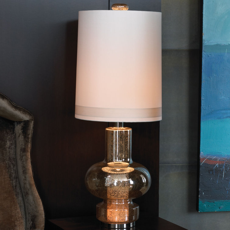 Elegant Nickel Buffet Lamp with 3-Way Switch and Silver Cord