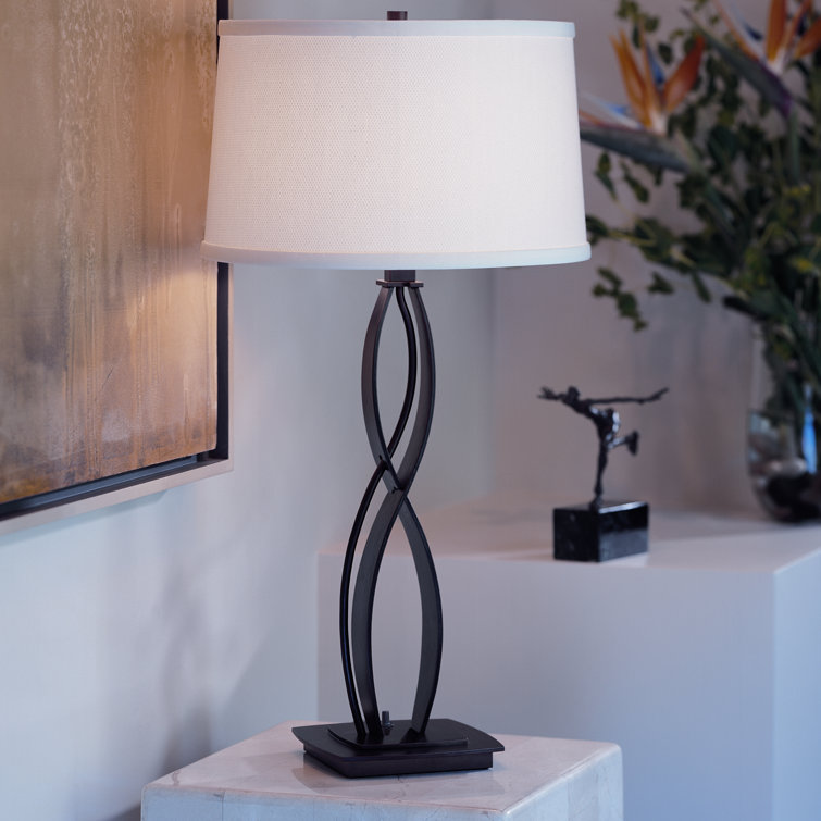 Natural Iron Table Lamp with Flax Shade