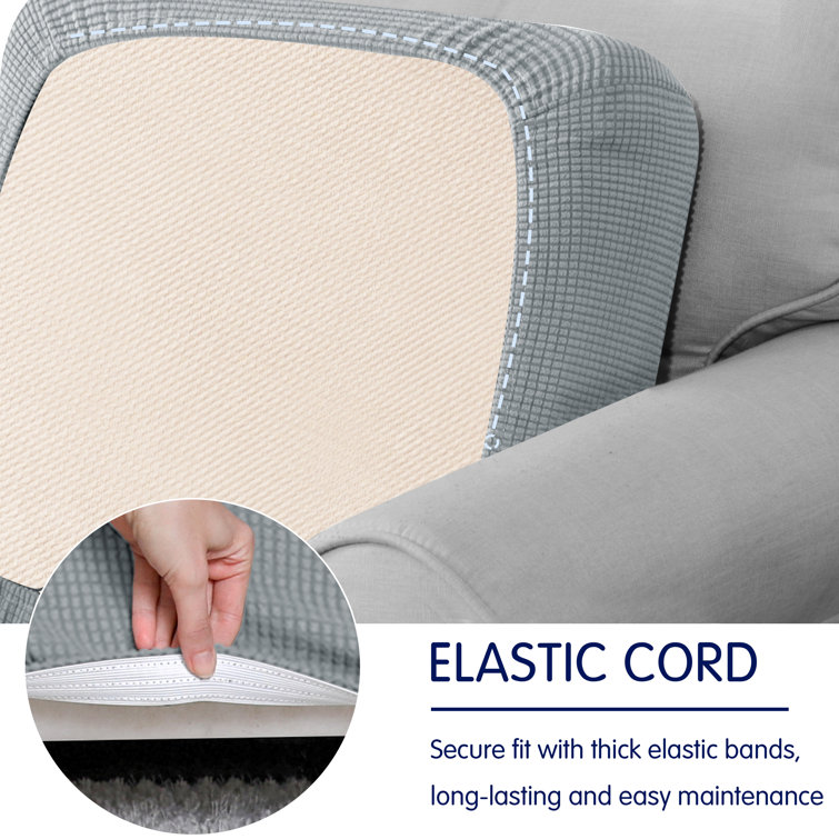 Light Gray Stretch Loveseat Slipcover with Box Cushion