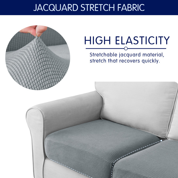 Light Gray Stretch Loveseat Slipcover with Box Cushion