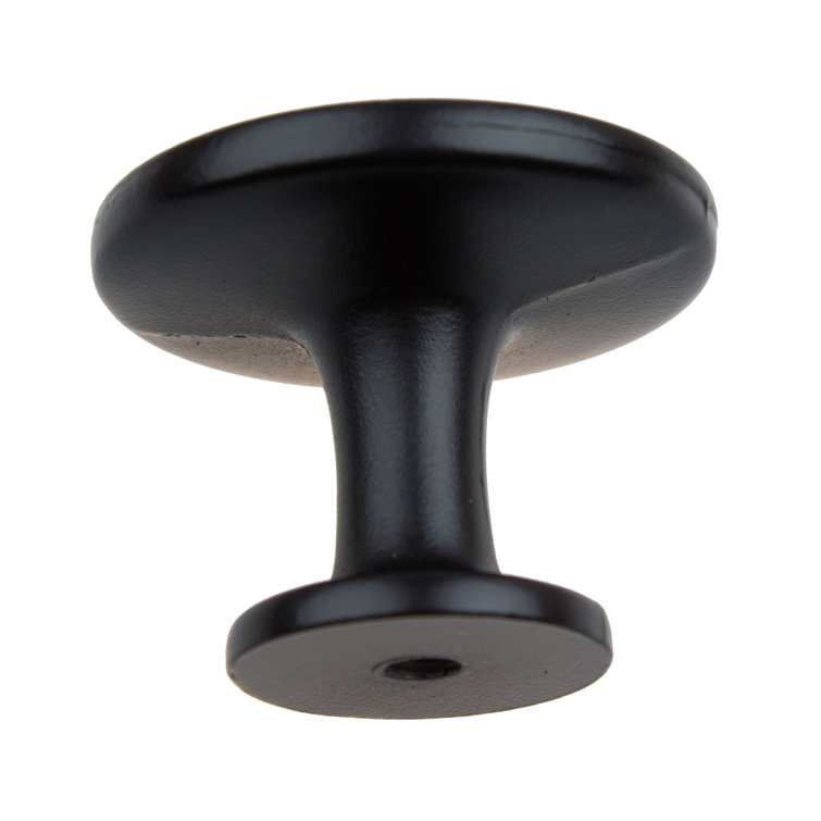 Matte Black Round Zinc Alloy Cabinet Knob with Mounting Hardware