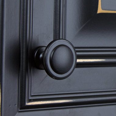 Matte Black Round Zinc Alloy Cabinet Knob with Mounting Hardware