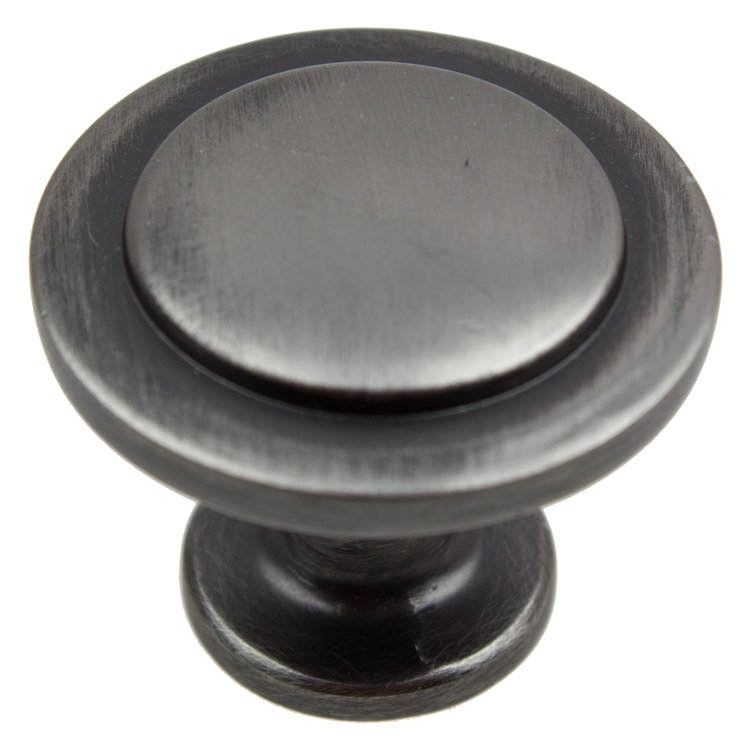 1.25" Round Satin Pewter Cabinet Knob with Mounting Hardware