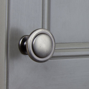 1.25" Round Satin Pewter Cabinet Knob with Mounting Hardware