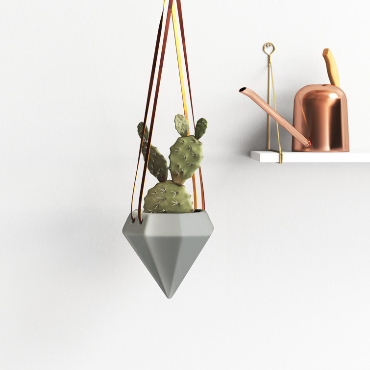 Elysian Glam Modern Light Gray Ceramic Cone Hanging Planter